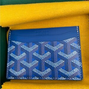Goyard Blue and Brown Patterned Card Holder